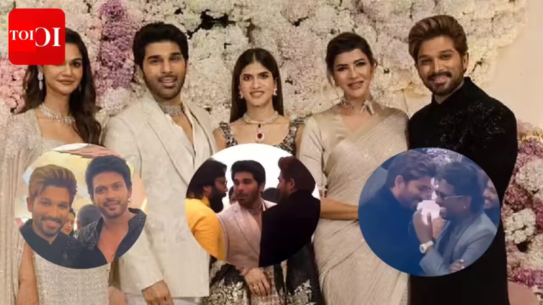 Allu Arjun steals the show at Allu Sirish’s pre-wedding bash; protective gesture towards wife Sneha wins hearts | Telugu Movie News Allu Arjun steals the show at Allu Sirish’s pre-wedding bash; protective gesture towards wife Sneha wins hearts | Telugu Movie News