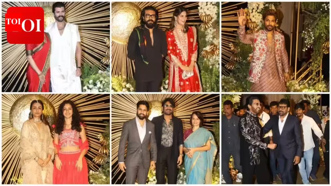 Rashmika Mandanna-Vijay Deverakonda wedding reception: Allu Arjun, Ram Charan, Chiranjeevi, Nagarjuna, Karan Johar, Namrata attend | Telugu Movie News