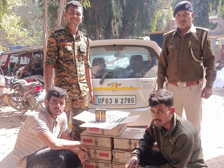 बक्सर में होली से पहले 1296 लीटर अंग्रेजी शराब जब्त:ट्रक चालक गिरफ्तार, कार से 9 पेटी बरामद, सीमावर्ती इलाकों में जांच तेज
