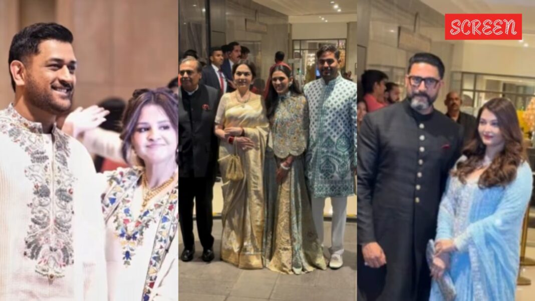 Inside Arjun Tendulkar–Saaniya Chandhok wedding: Aishwarya-Abhishek pose together; Ambanis, MS Dhoni lead star-studded guests. Watch | Bollywood News