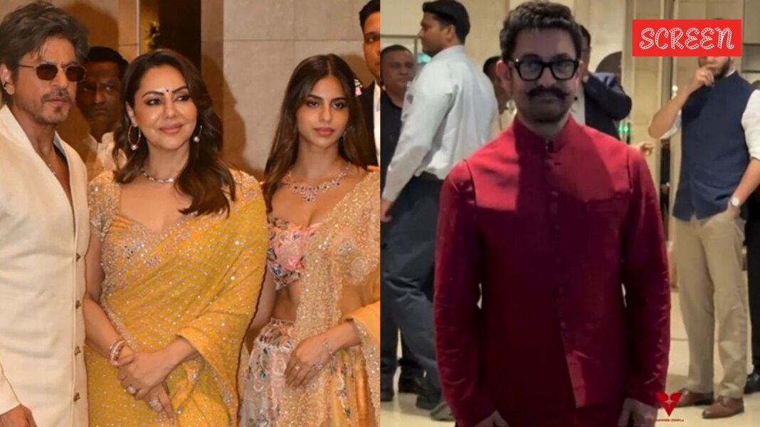 Shah Rukh Khan and Aamir Khan add star power to Arjun Tendulkar–Saaniya Chandhok wedding, see videos and photos | Bollywood News