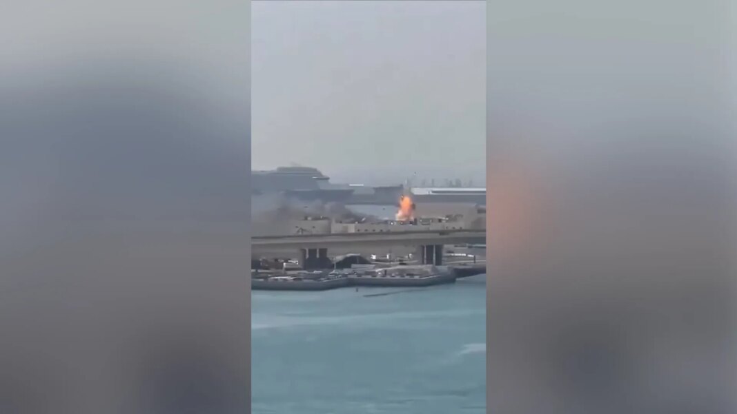 Moment Iranian drone hits UAE naval base | Conflict