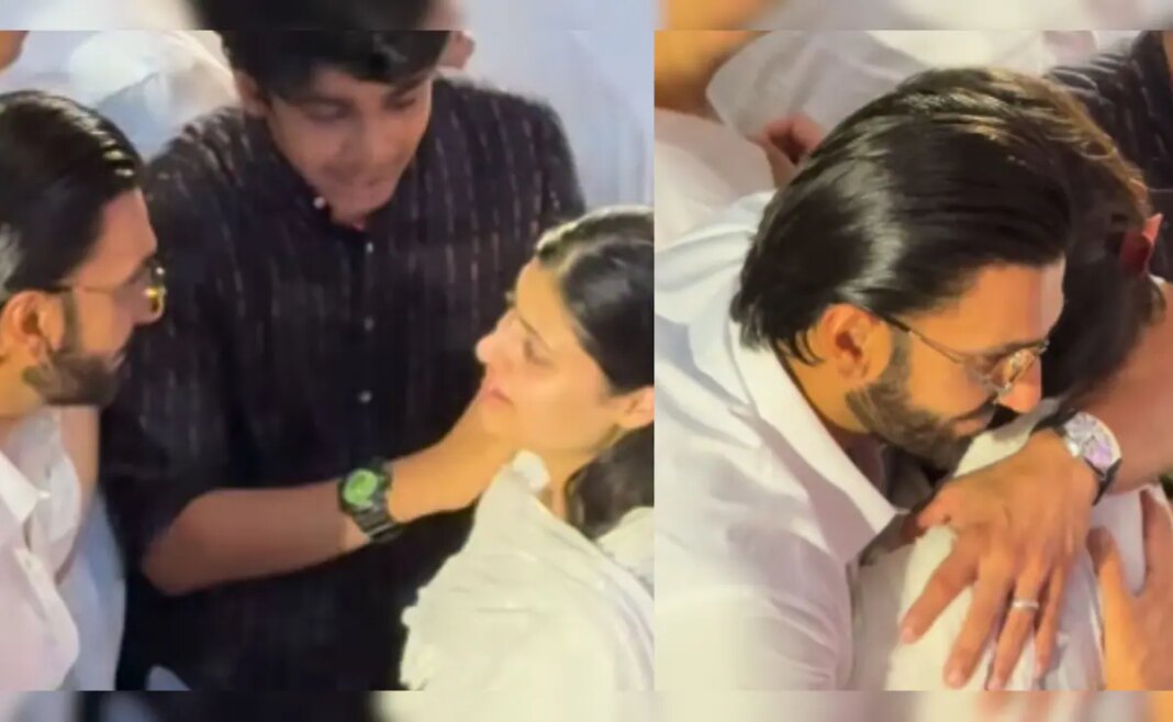 Ranveer Singh Consoles Zanai Bhosle At Asha Bhosle’s Funeral In Mumbai
