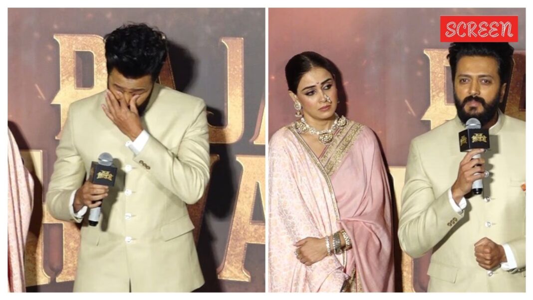 Riteish Deshmukh breaks down thanking ‘rock’ Genelia Deshmukh at Raja Shivaji trailer launch. Watch | Bollywood News