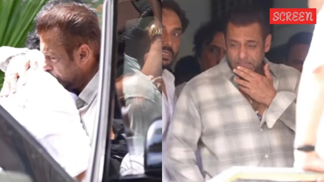Teary-eyed Salman Khan pays final respects to close friend Kumud Rane, watch | Bollywood News