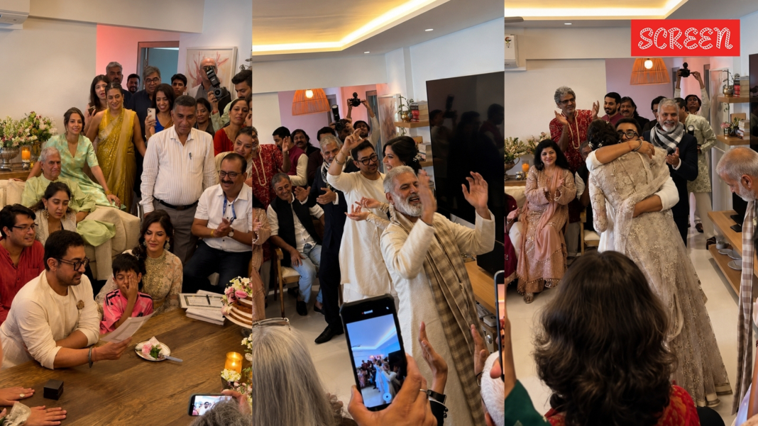 Aamir Khan and Gauri Spratt dance with loved ones after wedding, watch video | Bollywood News