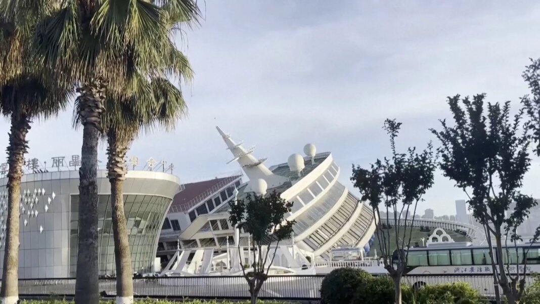 Cruise ship hotel left listing in China port after high tides | Hospitality Industry News
