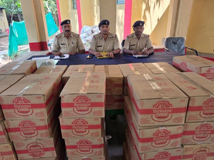 नाका तोड़कर भाग रही XUV से 1080 केन बीयर बरामद:तीन लोगों पर केस दर्ज, वाहन भी जब्त; गाड़ी चेकिंग के दौरान की गई कार्रवाई