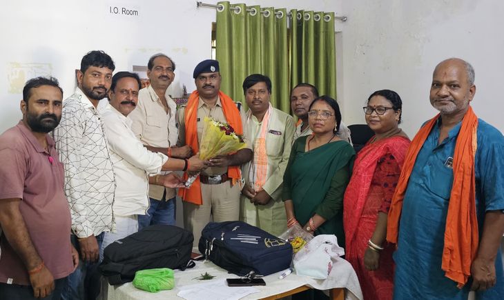 साइबर थाना प्रभारी का भाजपा ने किया स्वागत