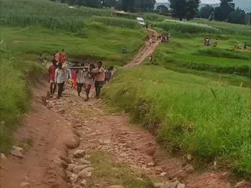 Latehar News | Ambulance Stuck, Villagers Carry Corpse On Stretcher