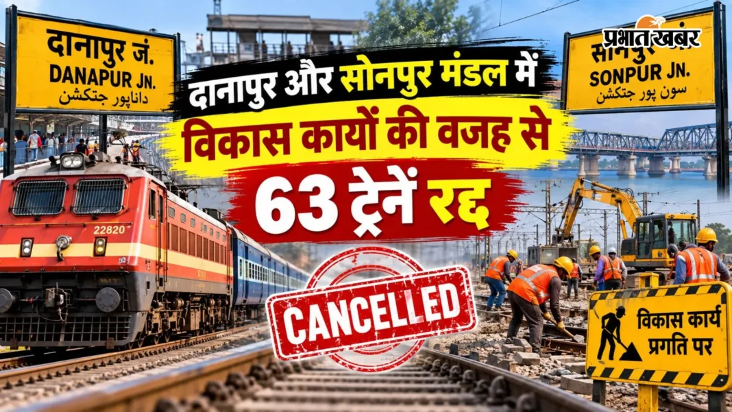 दानापुर और सोनपुर मंडल में विकास कार्यों की वजह से 63 ट्रेनें रद्द, पूरी लिस्ट यहां देखें