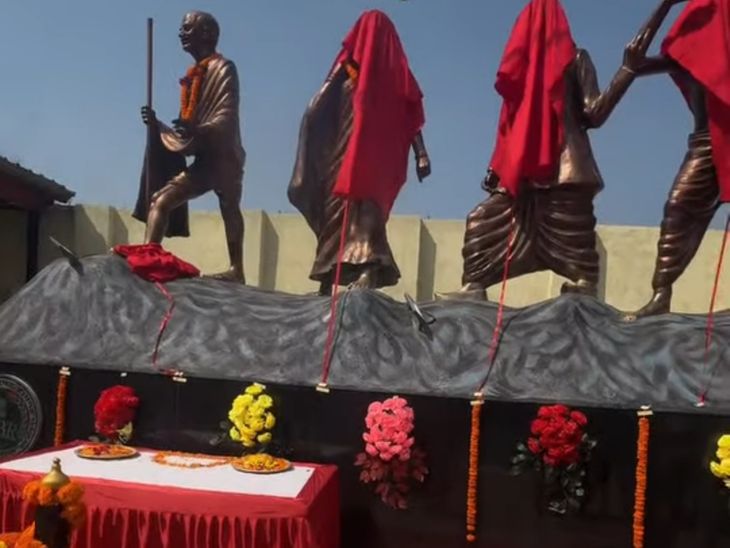 रामगढ़ में 8 स्मारकों का अनावरण:कारगिल विजय स्मारक, डांडी यात्रा स्मारक शामिल, 100 फीट ऊंचा तिरंगा फहराया गया