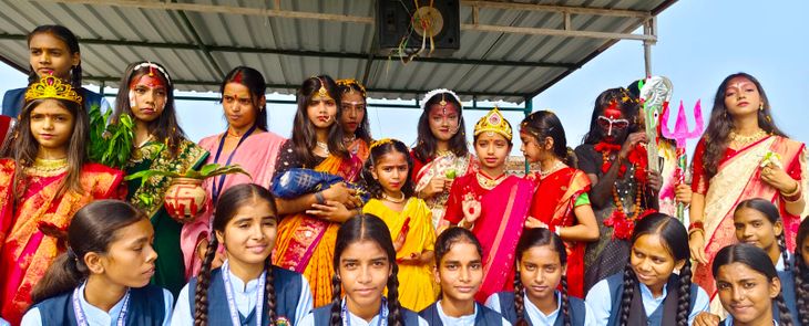 स्कूल में दुर्गा के नौ स्वरूपों की झांकी