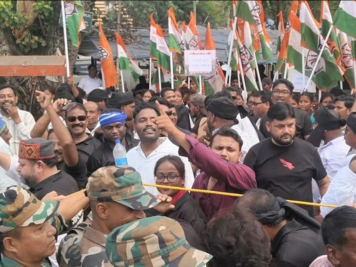 गांधी मैदान में भाजपा-कांग्रेस कार्यकर्ता आए आमने-सामने:नारेबाजी के बाद पुलिस ने संभाली स्थिति, कार्यकर्ताओं को समझाकर अलग किया