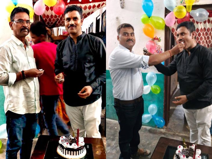 शराब तस्कर की बर्थडे पार्टी में पहुंचे थानेदार-दरोगा:मोतिहारी SP ने किया निलंबित, तस्कर के साथ केक काटकर खिलाने की तस्वीर वायरल