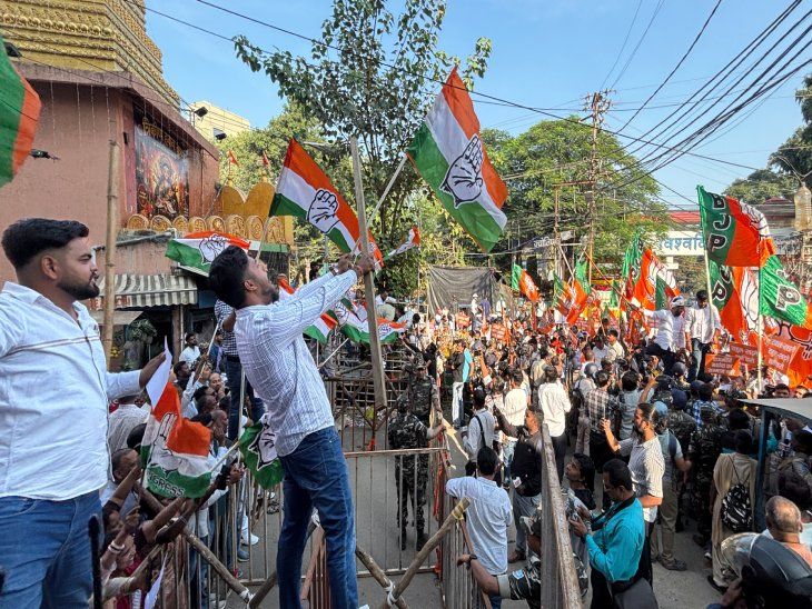 कांग्रेस ऑफिस घेरने निकली भाजपा को पुलिस ने रोका, दोनों दलों का शक्ति प्रदर्शन