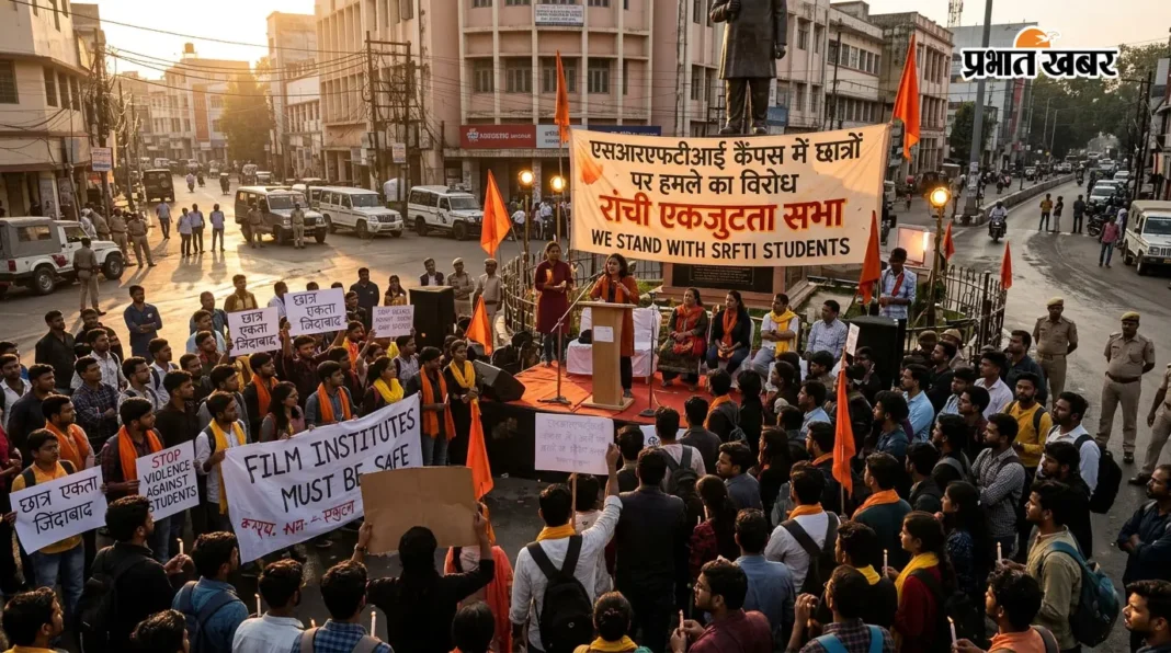 एसआरएफटीआई में 17 दिन से पढ़ाई ठप, कुलपति के इस्तीफे पर अड़े छात्र