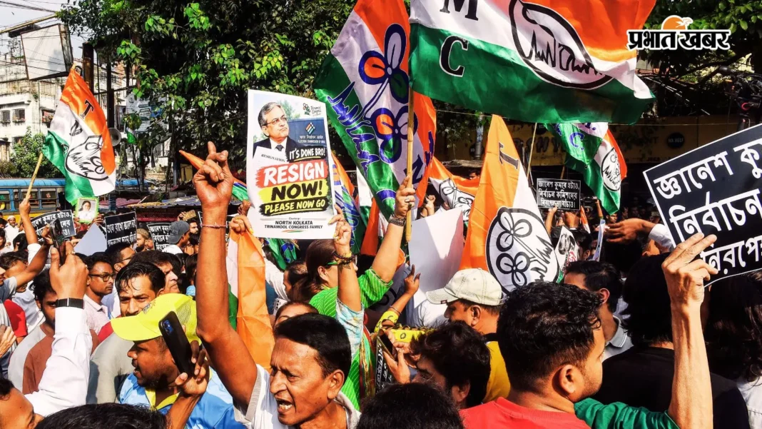 SIR के खिलाफ सड़क पर उतरी TMC, ज्ञानेश कुमार के इस्तीफे की मांग, मार्च रोकने पर हुआ हंगामा